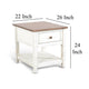 Dean Side End Table w Shelf Drawer 26’’ Rectangular Brown White Wood BM325151