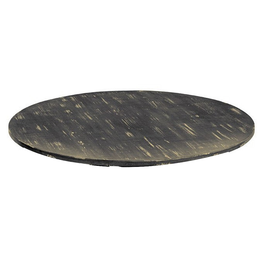 Rena Coffee Table 36’’ Round Top Distressed Rustic Black Wood BM325153
