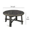 Rena Coffee Table 36’’ Round Top Distressed Rustic Black Wood BM325153