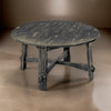 Rena Coffee Table, 36" Round Top, Distressed Rustic Black Wood