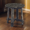 Rena Side End Table, X Legs, 24" Round, Distressed Rustic Black Wood