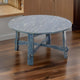 Rena Rustic Coffee Table, 36" Round Top Distressed Ocean Blue Wood