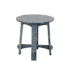 Rena Side End Table 24’’ Round Top Rustic Distressed Blue Wood BM325158
