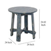Rena Side End Table 24’’ Round Top Rustic Distressed Blue Wood BM325158
