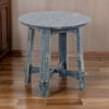 Rena Side End Table, 24" Round Top, Rustic Distressed Blue Wood