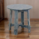 Rena Side End Table, 24" Round Top, Rustic Distressed Blue Wood