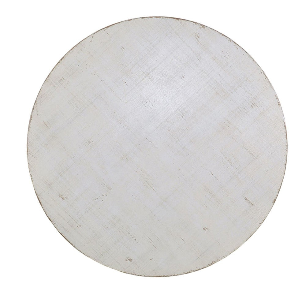 Rena Rustic Coffee Table 36’’ Round Top Distressed White Wood BM325159