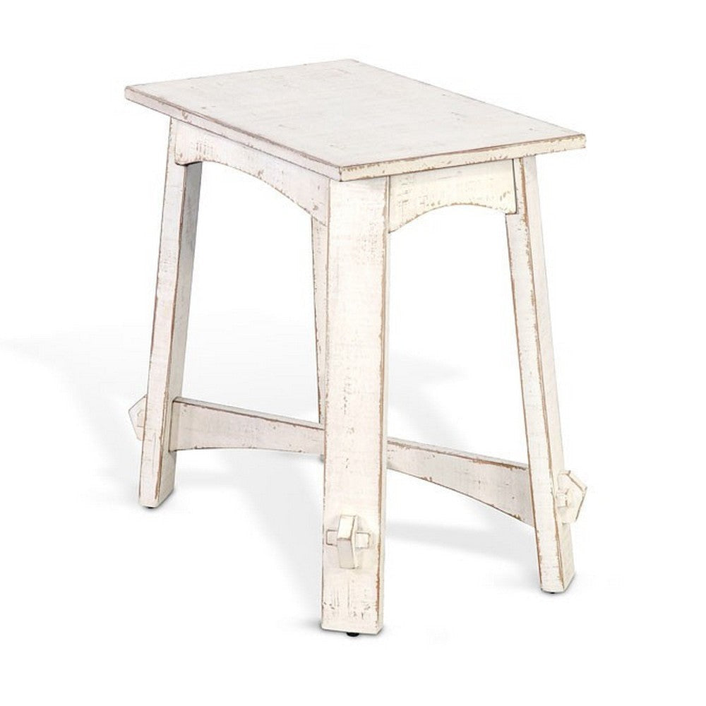 Rena Rustic Accent Chairside Table X Legs 24’’ Distressed White BM325160