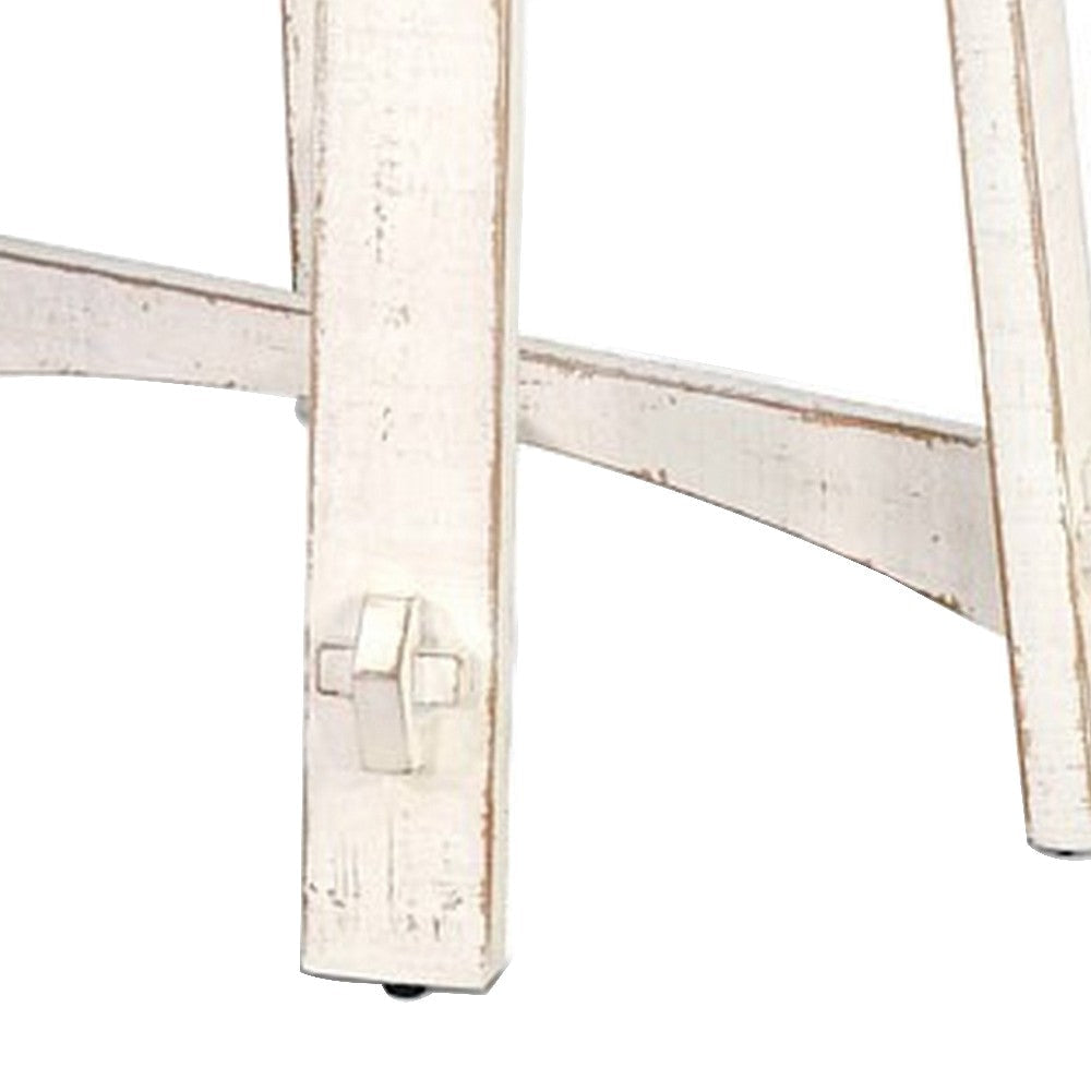 Rena Rustic Accent Chairside Table X Legs 24’’ Distressed White BM325160