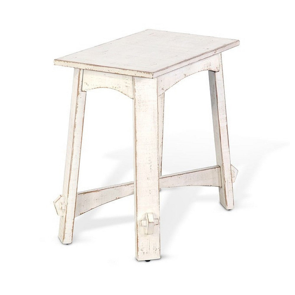 Rena Rustic Accent Chairside Table X Legs 24’’ Distressed White BM325160