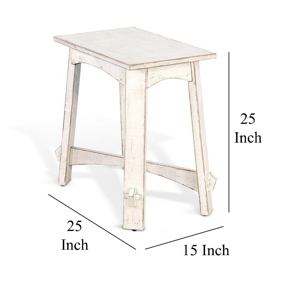 Rena Rustic Accent Chairside Table X Legs 24’’ Distressed White BM325160