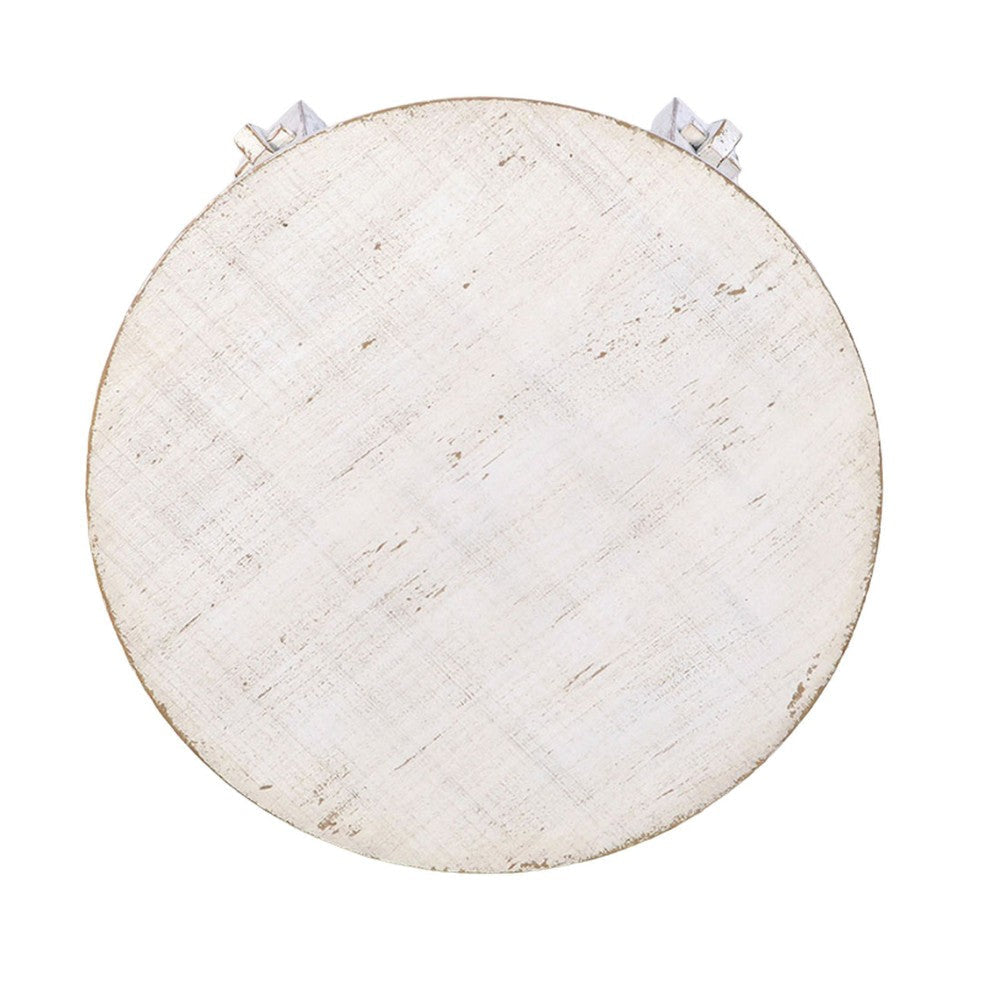 Rena Rustic Side End Table X Legs 24’’ Round Distressed White Wood BM325161