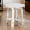 Rena Rustic Side End Table, X Legs, 24" Round, Distressed White Wood