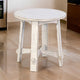 Rena Rustic Side End Table, X Legs, 24" Round, Distressed White Wood