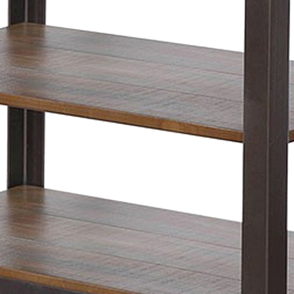 Ayka Chairside Table w 2 Shelf Nailhead 28’’ Rectangular Brown Wood BM325163