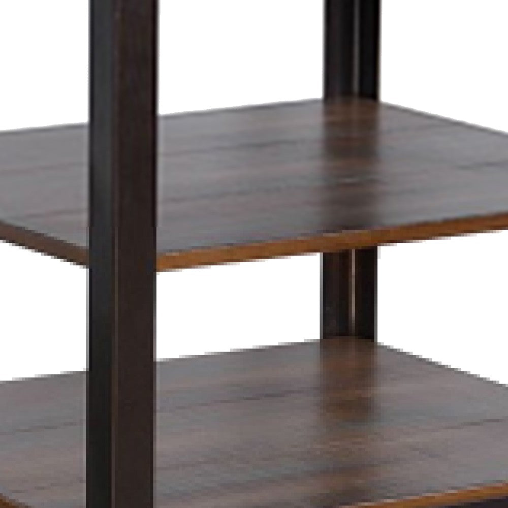 Ayka Side End Table w 2 Shelf Nailhead 24’’ Rectangular Brown Wood BM325164