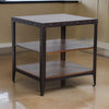 Ayka Side End Table w 2 Shelf, Nailhead, 24" Rectangular Brown Wood