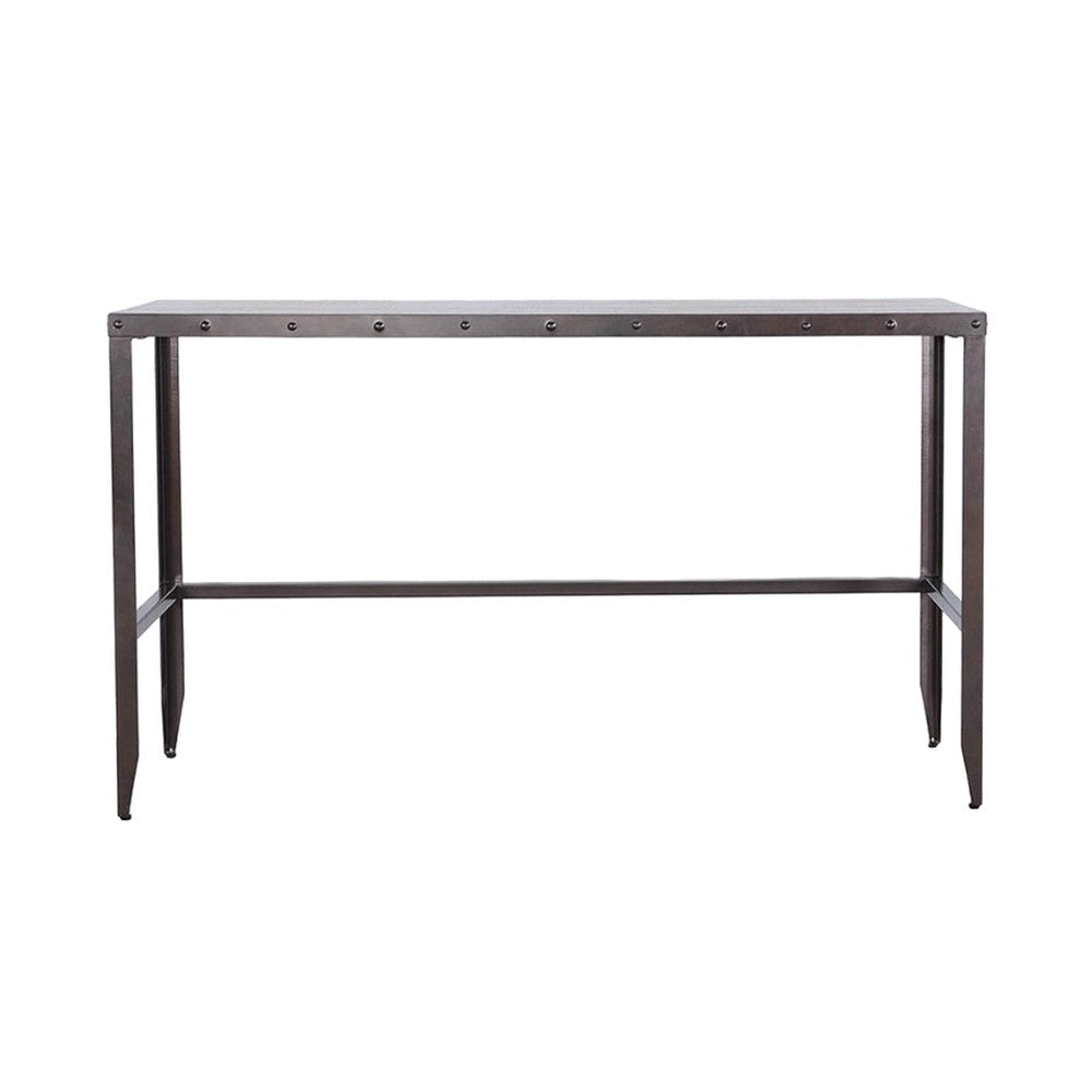 Ayka Sofa Bar Table w Nailhead Accent 60’’ Rectangular Brown Wood BM325166