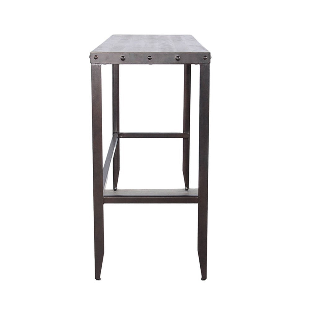 Ayka Sofa Bar Table w Nailhead Accent 60’’ Rectangular Brown Wood BM325166