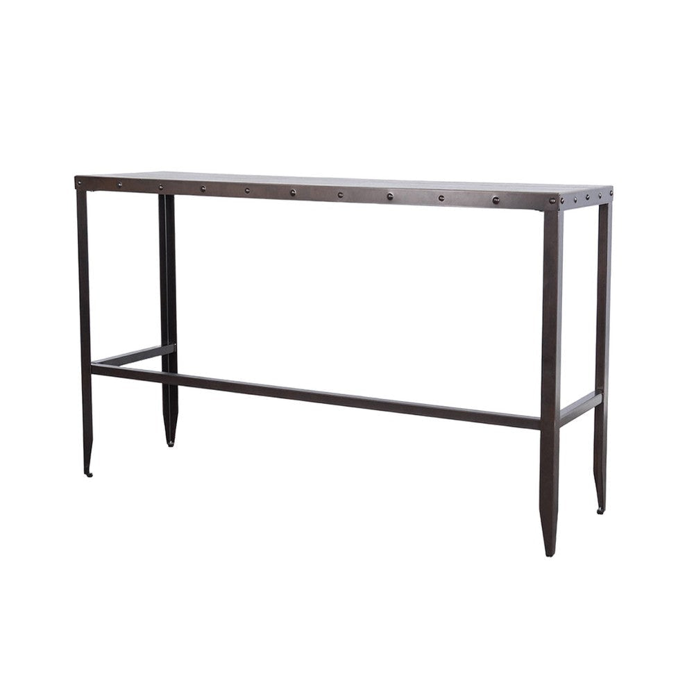 Ayka Sofa Bar Table w Nailhead Accent 60’’ Rectangular Brown Wood BM325166