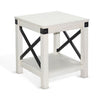 Sime Side End Table w Shelf X Panel 20’’ Square Off White Wood BM325169