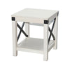 Sime Side End Table w Shelf X Panel 20’’ Square Off White Wood BM325169