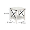 Sime Side End Table w Shelf X Panel 20’’ Square Off White Wood BM325169