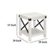Sime Side End Table w Shelf X Panel 20’’ Square Off White Wood BM325169