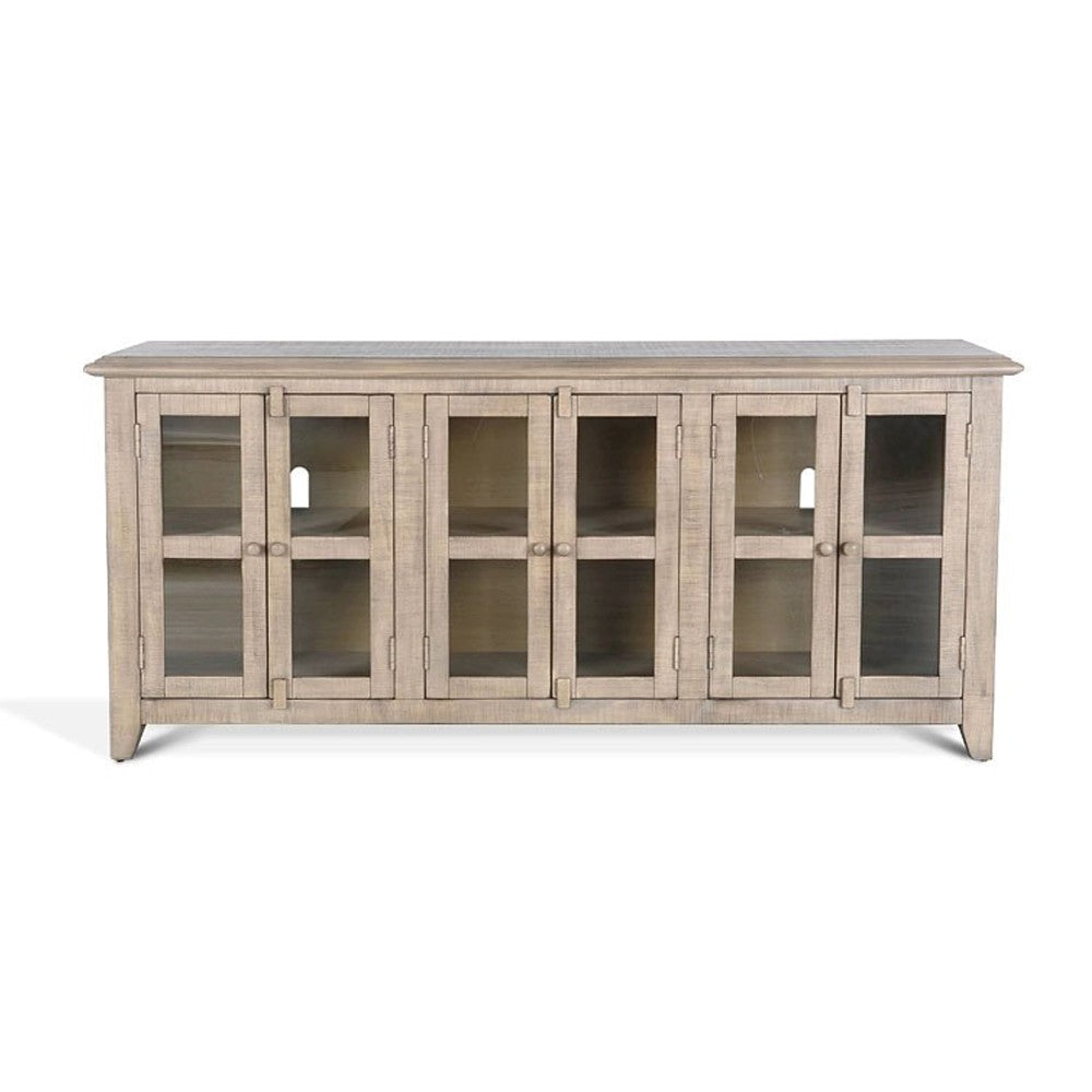 Rena TV Media Entertainment Console Adjustable Shelves 70’’ Gray Wood BM325171