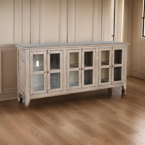 Rena TV Media Entertainment Console, Adjustable Shelves, 70" Gray Wood