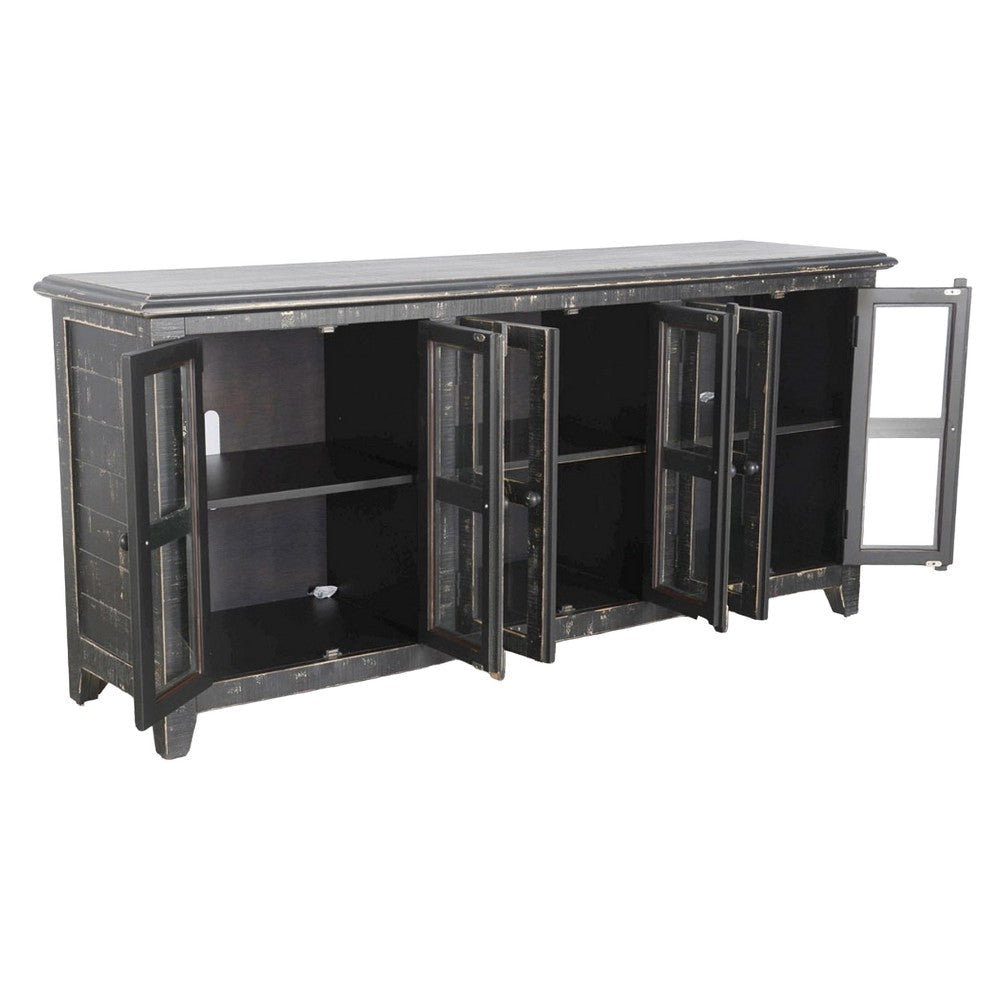 Rena TV Media Entertainment Console with Shelves 70 Inch Rustic Black BM325172