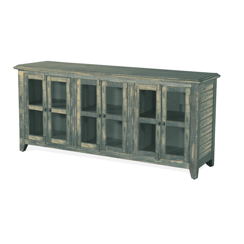 Rena TV Media Entertainment Console with Shelves 70 Inch Rustic Green