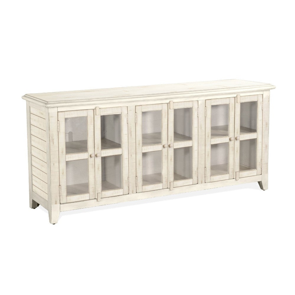 Rena TV Media Entertainment Console with Shelves 70 Inch Rustic White