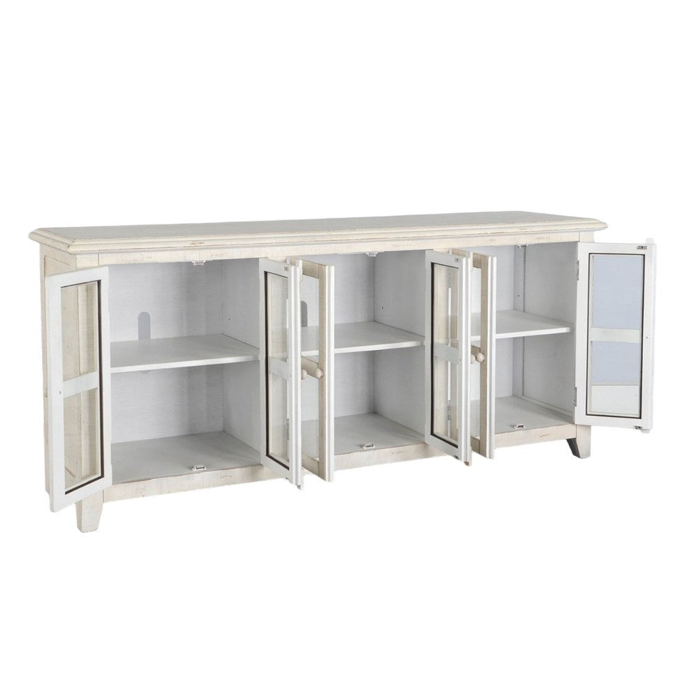 Rena TV Media Entertainment Console with Shelves 70 Inch Rustic White