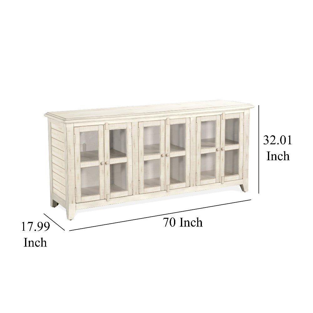 Rena TV Media Entertainment Console with Shelves 70 Inch Rustic White