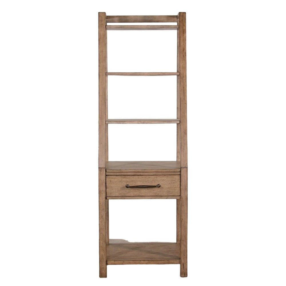 Yael Freestanding Pier with Adjustable Shelves 72’’ Light Brown Wood BM325176