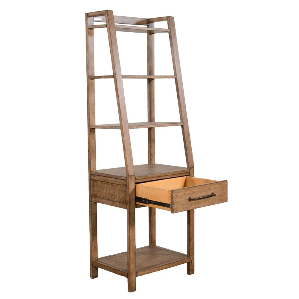 Yael Freestanding Pier with Adjustable Shelves 72’’ Light Brown Wood BM325176