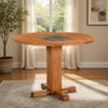 Marv Dining Table with 2 Drop Leaves, 40" Round, Natural Brown Wood