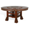 Odell Dining Table w Lazy Susan, 2 Shelves, 60" Round Dark Brown