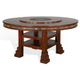 Odell Dining Table w Lazy Susan, 2 Shelves, 60" Round Dark Brown