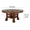 Odell Dining Table w Lazy Susan 2 Shelves 60’’ Round Dark Brown BM325178