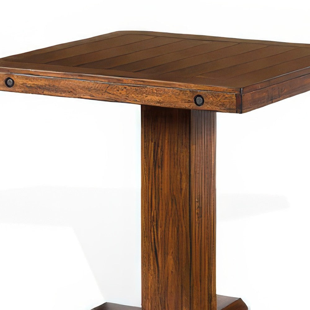 Reggie Bar Table Adjustable Pedestal Base 36’’ Square Top Brown BM325181