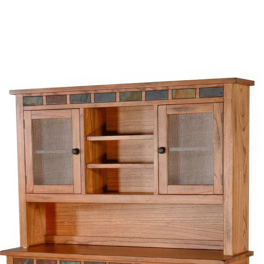 Marv Accent Buffet and Hutch Stemware 3 Drawers 4 Cabinets Brown BM325182