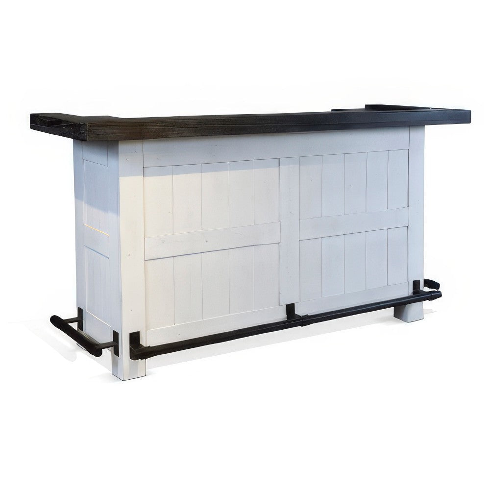 Orso Freestanding Home Bar Counter w Storage, 78" White Solid Wood