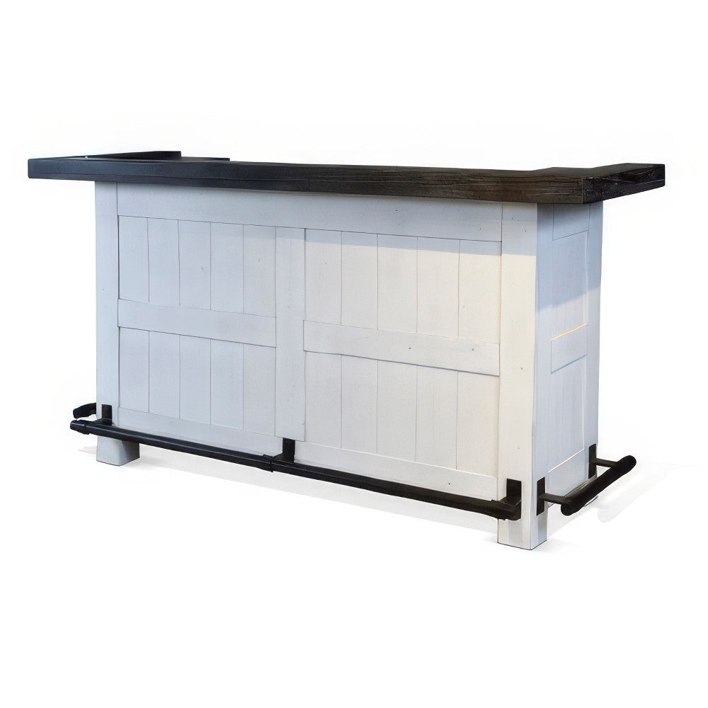 Orso Freestanding Home Bar Counter w Storage 78’’ White Solid Wood BM325184