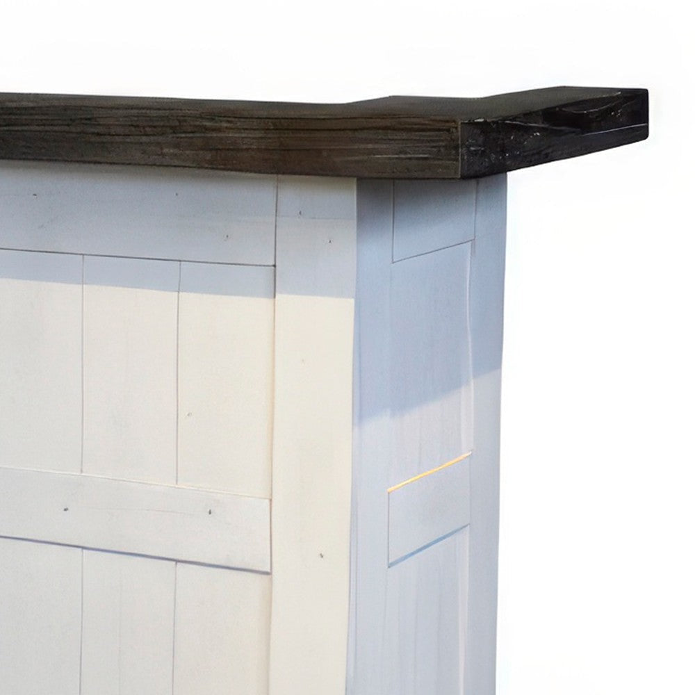 Orso Freestanding Home Bar Counter w Storage 78’’ White Solid Wood BM325184