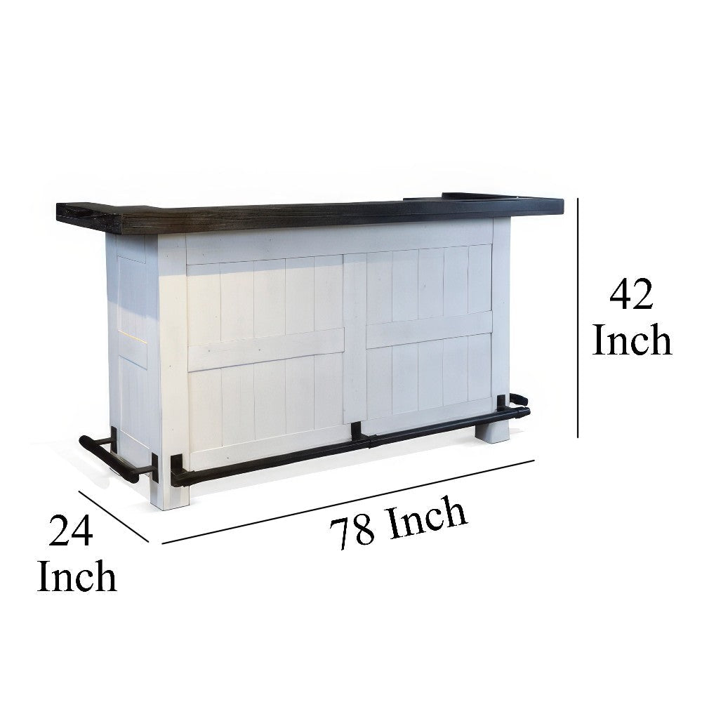 Orso Freestanding Home Bar Counter w Storage 78’’ White Solid Wood BM325184