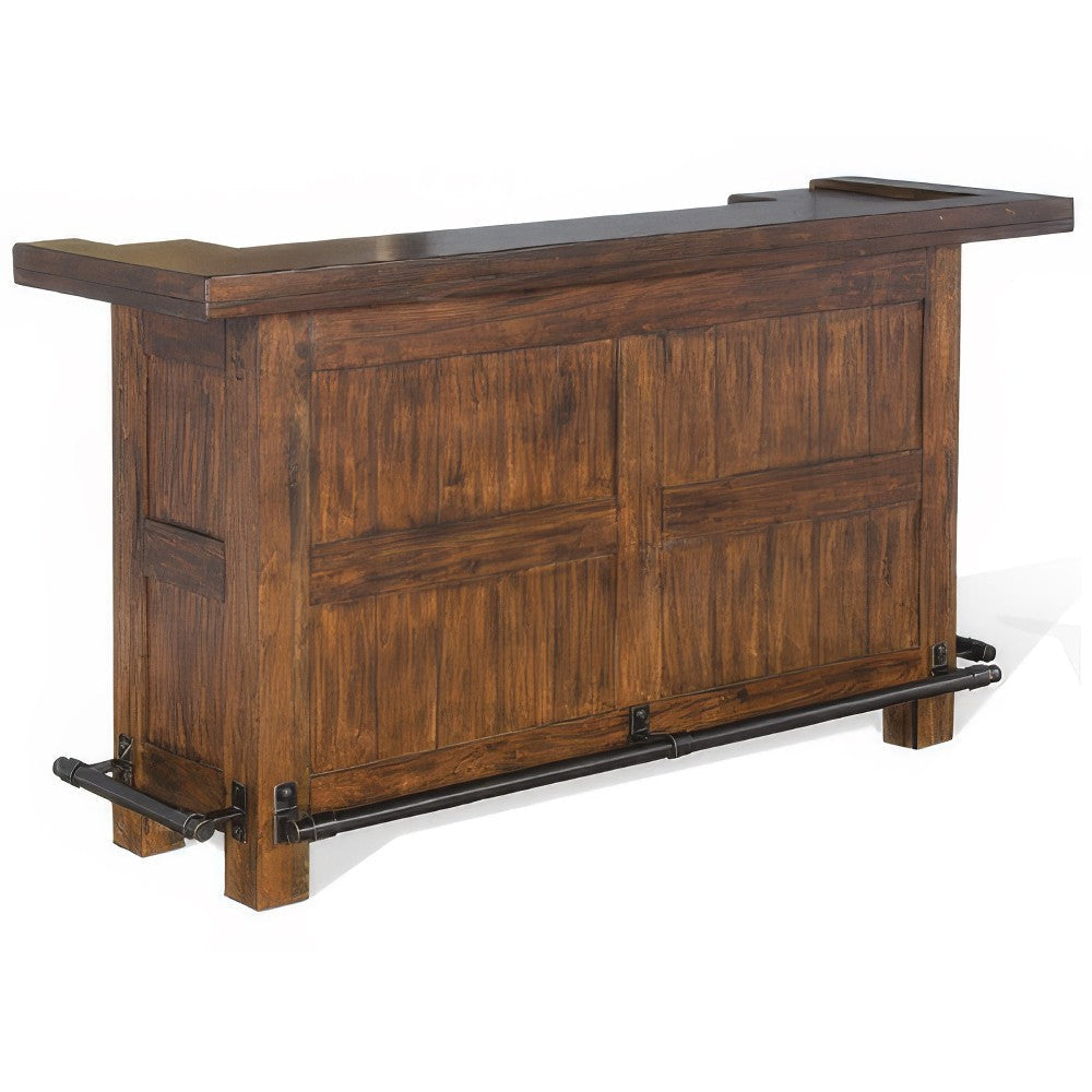 Reggie Freestanding Home Bar Counter, 78" Cherry Brown Wood