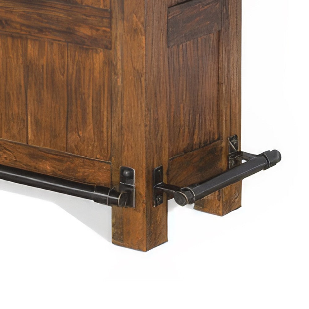 Reggie Freestanding Home Bar Counter 78’’ Cherry Brown Wood BM325185