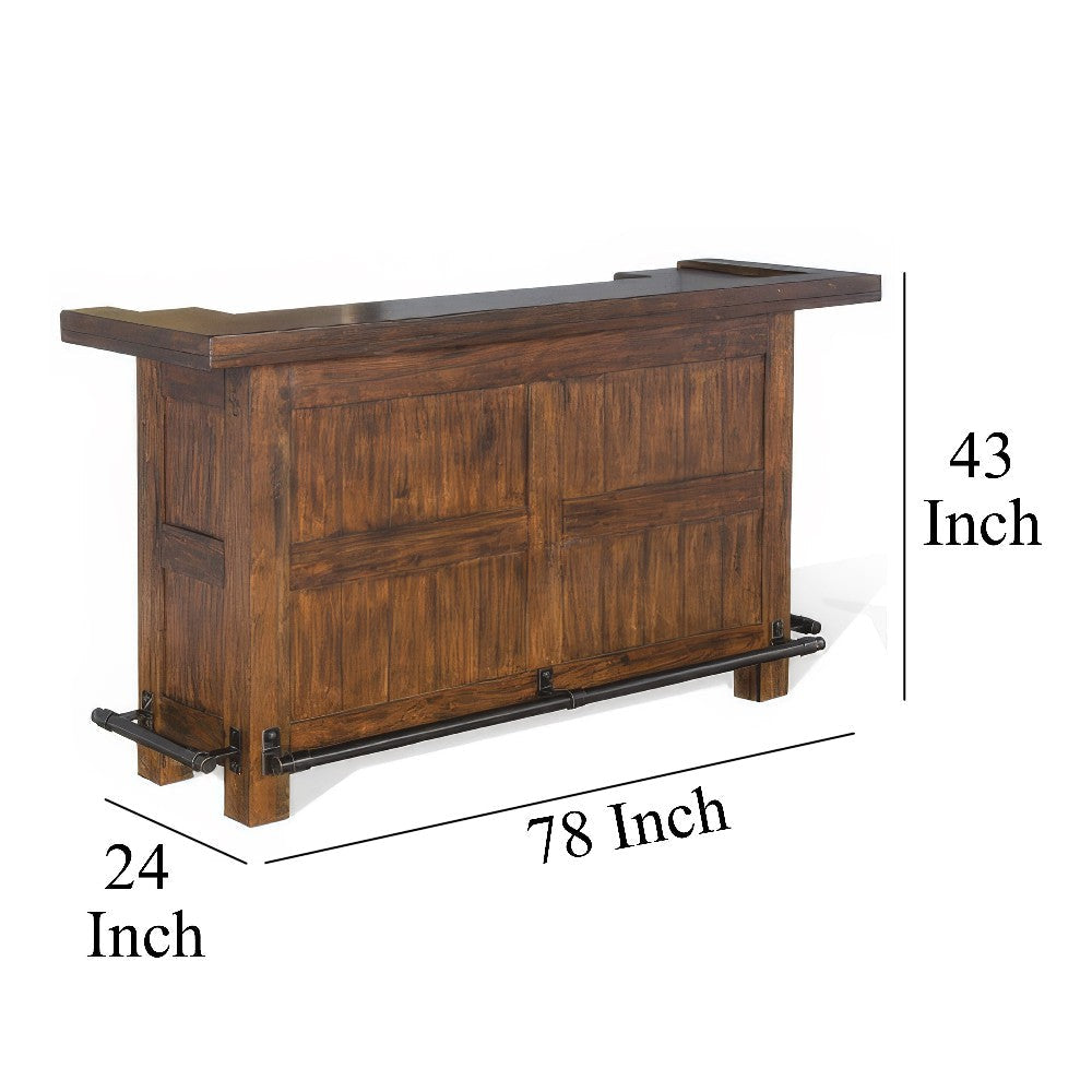 Reggie Freestanding Home Bar Counter 78’’ Cherry Brown Wood BM325185